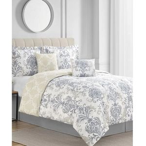 NEW REVERSABLE 6PIECE QUEEN 2 IN 1 COMFORTER SET